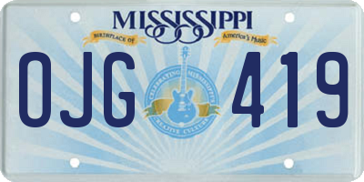 MS license plate OJG419