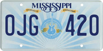 MS license plate OJG420