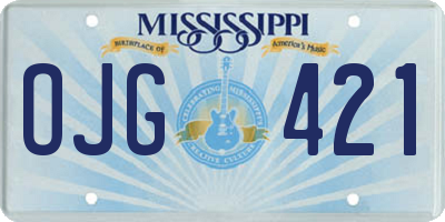MS license plate OJG421