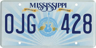 MS license plate OJG428