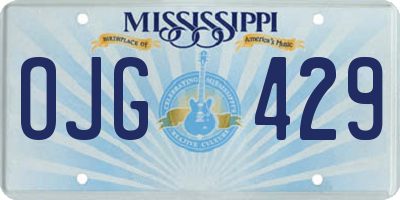 MS license plate OJG429
