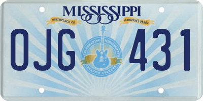 MS license plate OJG431