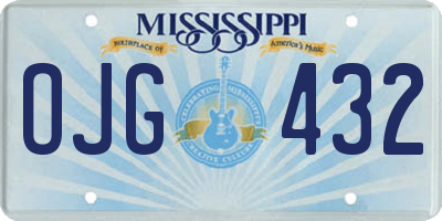MS license plate OJG432