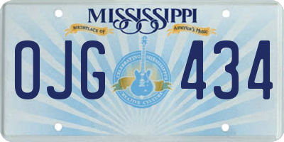 MS license plate OJG434