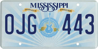 MS license plate OJG443