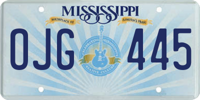 MS license plate OJG445