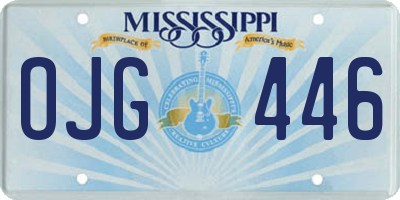 MS license plate OJG446