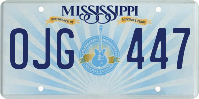 MS license plate OJG447