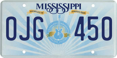 MS license plate OJG450