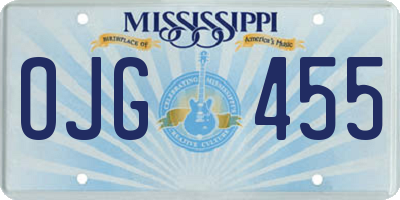 MS license plate OJG455