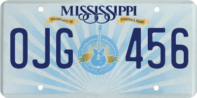 MS license plate OJG456