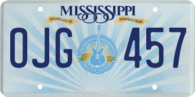 MS license plate OJG457