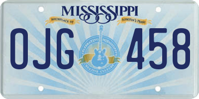 MS license plate OJG458
