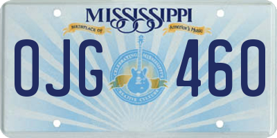 MS license plate OJG460