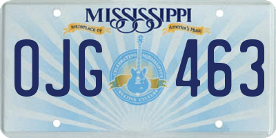 MS license plate OJG463