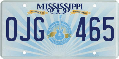 MS license plate OJG465