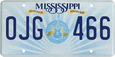 MS license plate OJG466