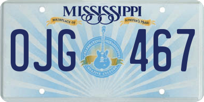 MS license plate OJG467