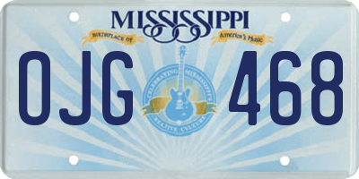 MS license plate OJG468