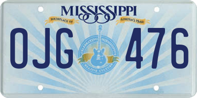MS license plate OJG476
