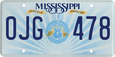 MS license plate OJG478