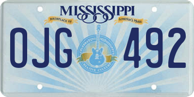 MS license plate OJG492
