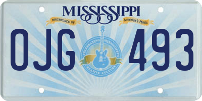 MS license plate OJG493