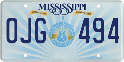 MS license plate OJG494