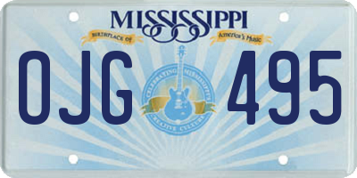 MS license plate OJG495