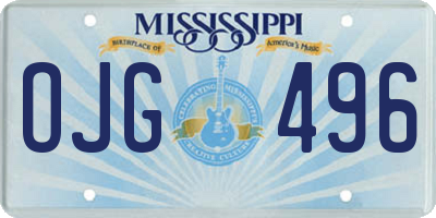 MS license plate OJG496