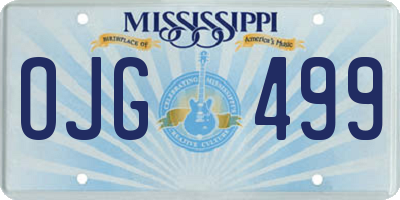 MS license plate OJG499