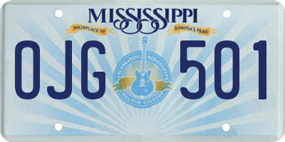 MS license plate OJG501