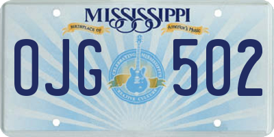 MS license plate OJG502