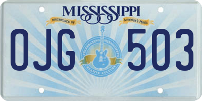 MS license plate OJG503