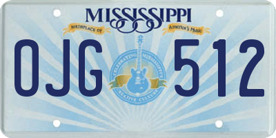 MS license plate OJG512