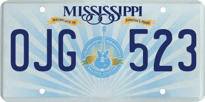 MS license plate OJG523