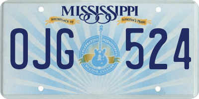 MS license plate OJG524