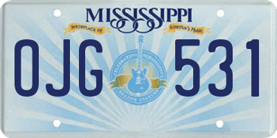 MS license plate OJG531