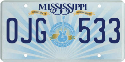 MS license plate OJG533