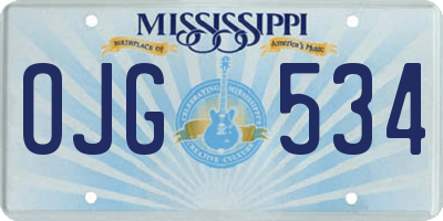 MS license plate OJG534