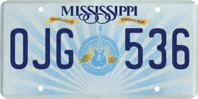 MS license plate OJG536