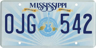 MS license plate OJG542