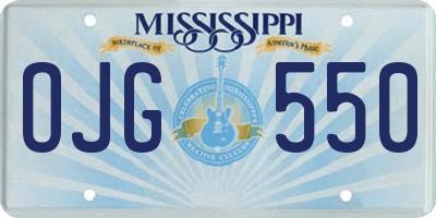MS license plate OJG550