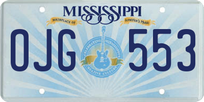 MS license plate OJG553