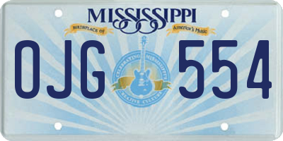 MS license plate OJG554