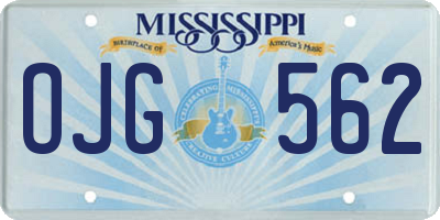 MS license plate OJG562