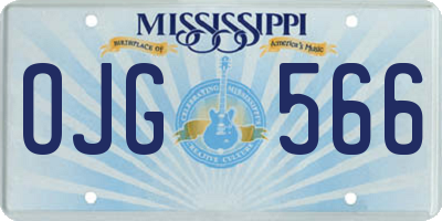 MS license plate OJG566