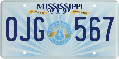 MS license plate OJG567