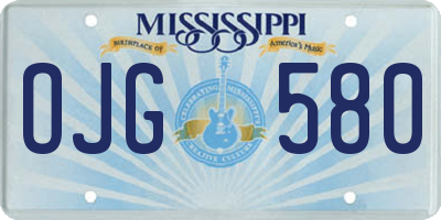 MS license plate OJG580
