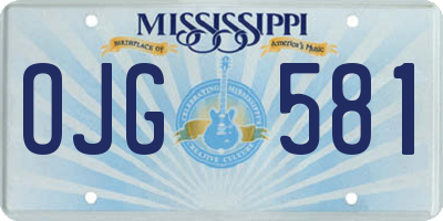 MS license plate OJG581